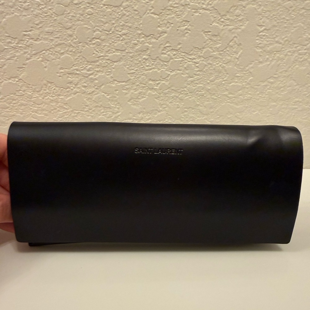 Saint Laurent Midnight Black Leather Sunglasses Case